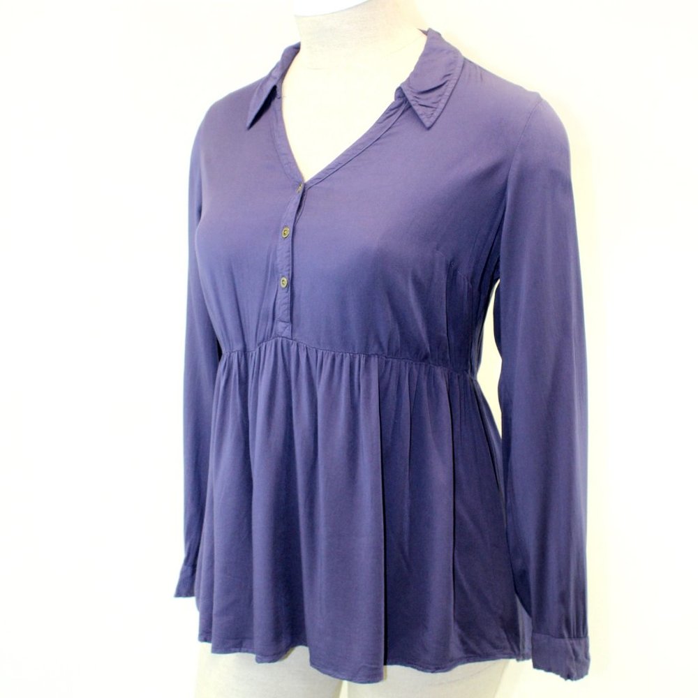 Torrid Collar Neck Long Sleeve Purple Top Blouse 0-0X